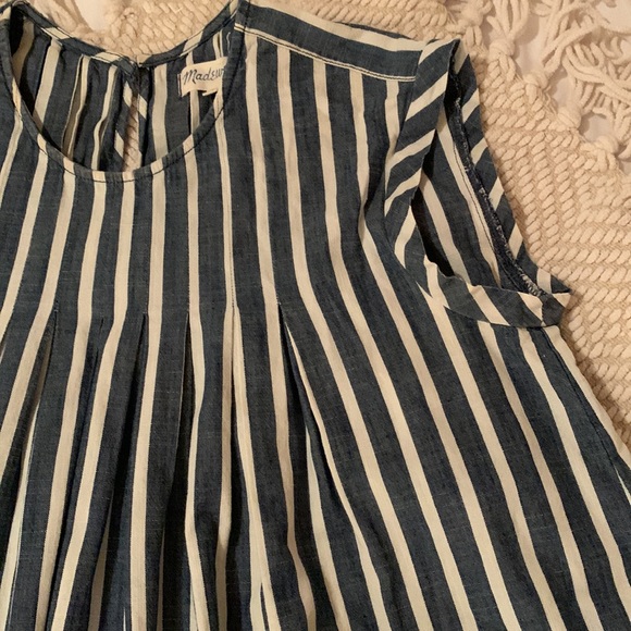 4.99 ship - MADEWELL blouse size s striped, pleated, flare! - Picture 2 of 7